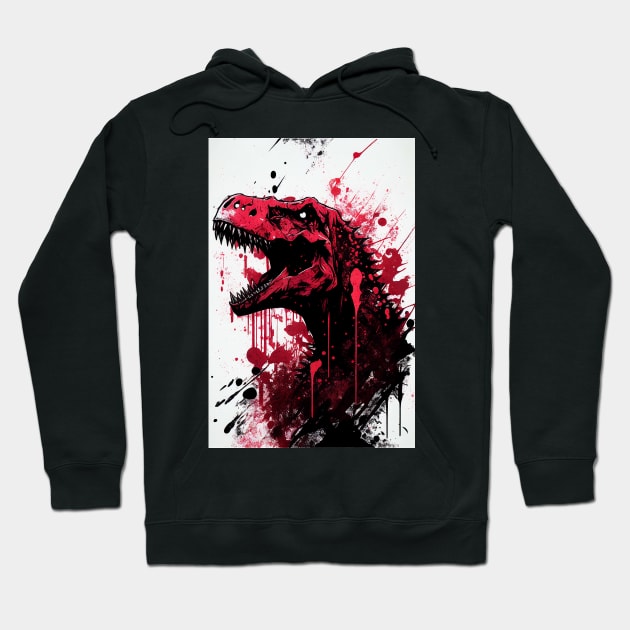 T Rex Ink Painting Hoodie by TortillaChief